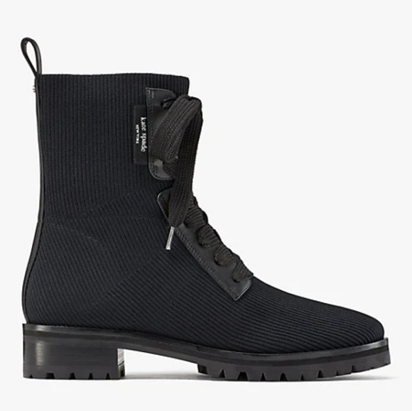 kate spade Shoes - Kate Spade Merigue Knit Leather Black Boot 8